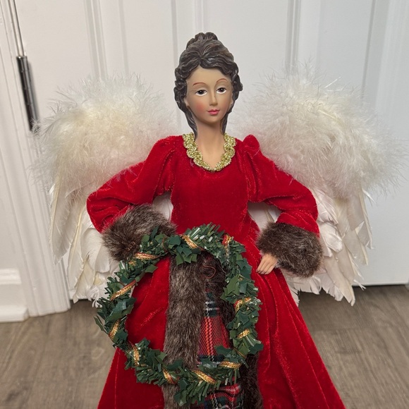 Festive Red Angel Tree Topper (Lights up) - Picture 3 of 13